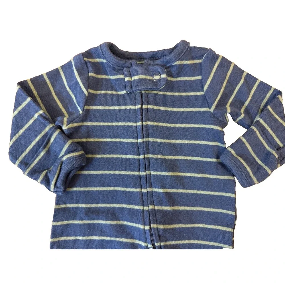 Carters Preemie Sleeper Baby Boy Striped Outfit Cotton Romper Blue Reborn Doll 2